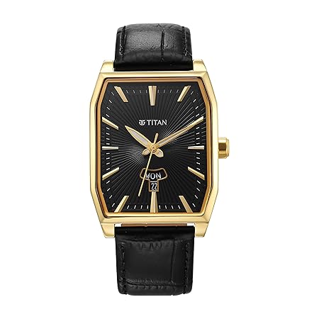 Titan Regalia Opulent Quartz Analog With Day & Date Black Dial Black Leather Strap Watch For Men - Nt1876Yl01
