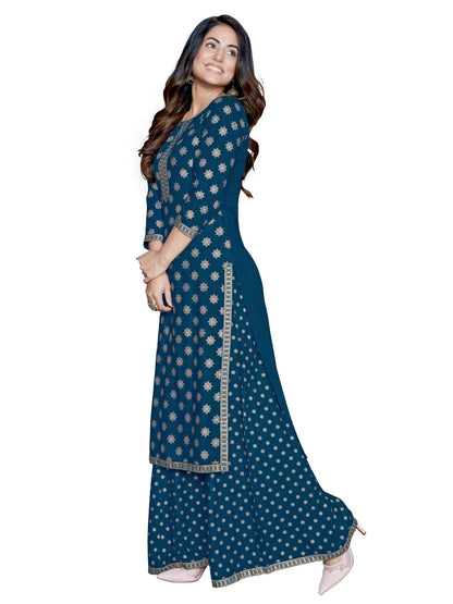 Sanisa Women Printed Regular Fit Rayon Kurta with Palazzo
