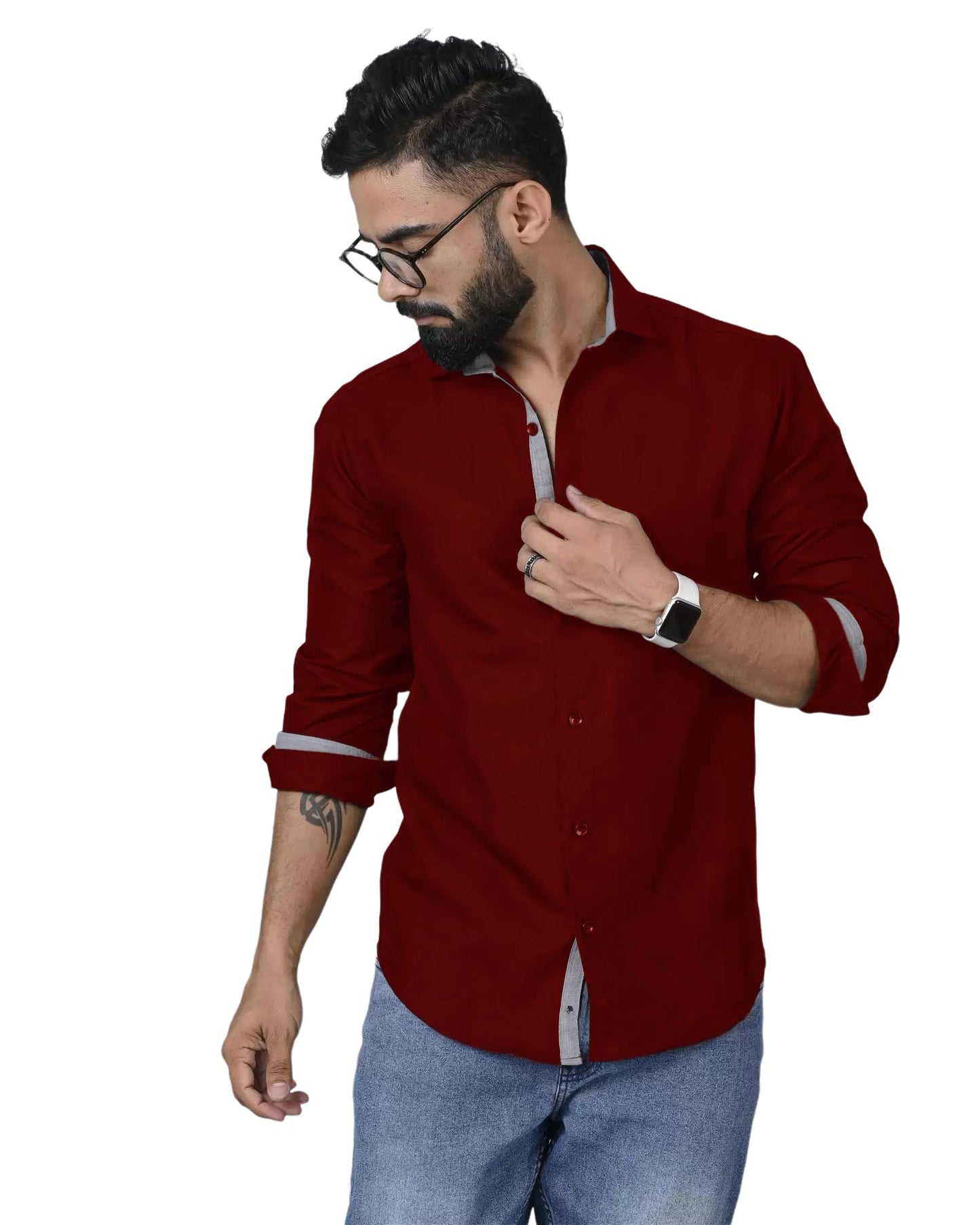 Pinkmint Mens Long Sleeve Button Down Shirt for Men Collared Casual Formal Soild Shirt