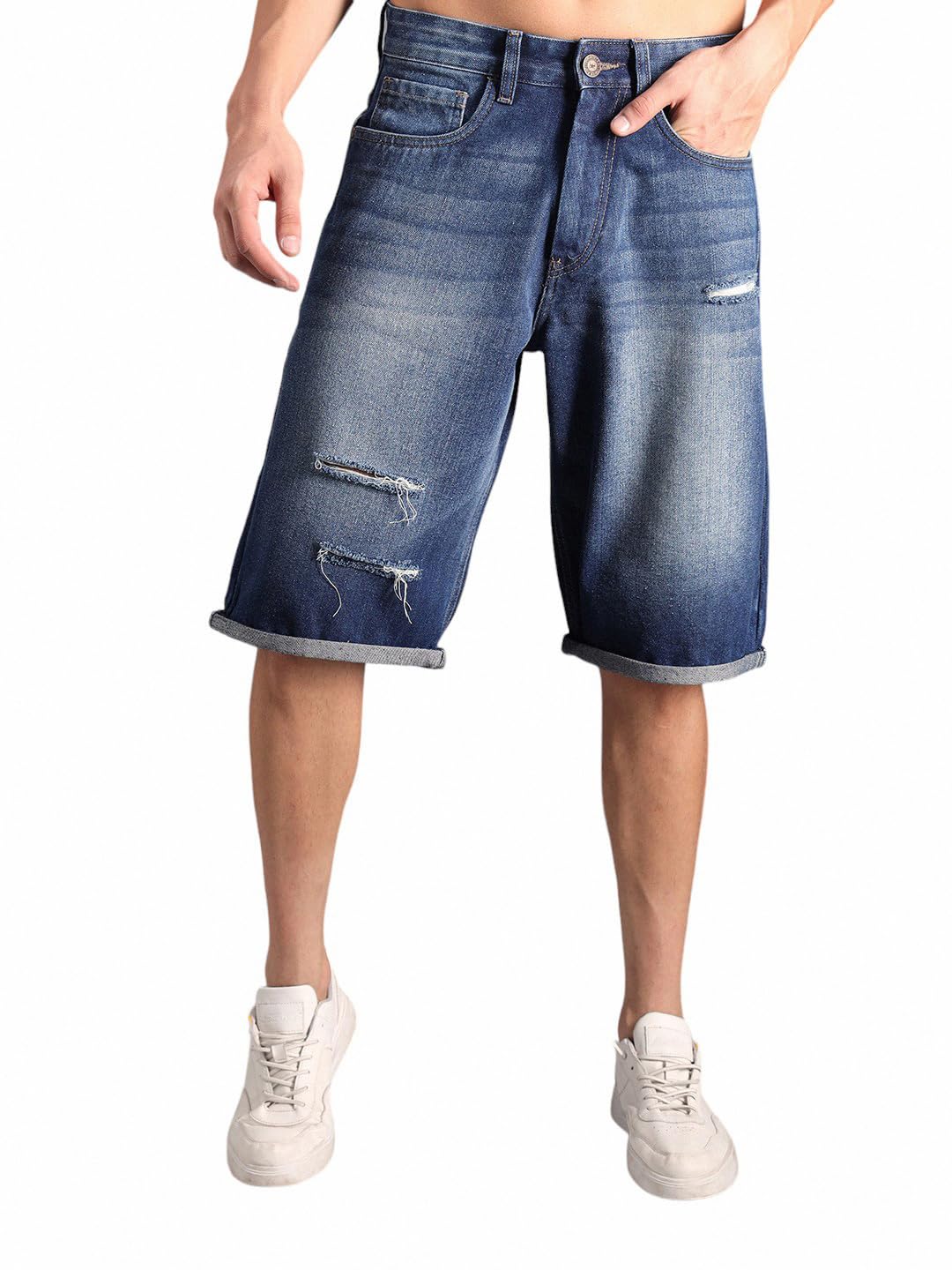 High Star MenS Regular Shorts (Hsmdts2401_Ig4_Blue_B