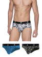 XYXX Mens Modal Slim Geometric Briefs (Pack of 3) (XY_R5_BRF_03_Boxy Prism Grey + Aqua Strokes