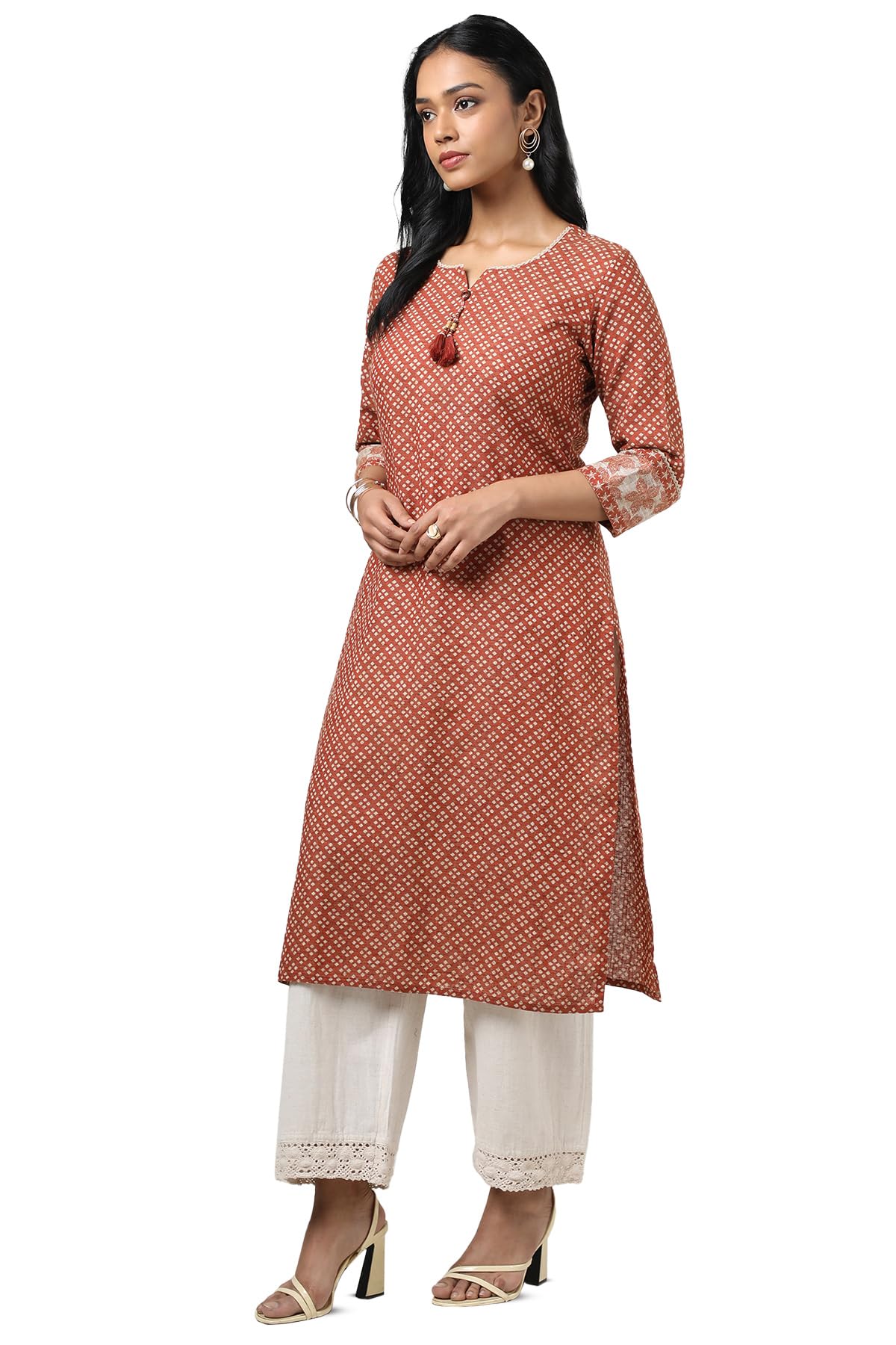 Soch WomenS Cotton Geometric Regular Kurta (Cws5Ku61188_Rust