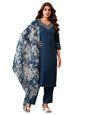 Sanisa Women's Cotton Blend Sequence Embroidery Straight Kurta with Pant and Dupatta Set