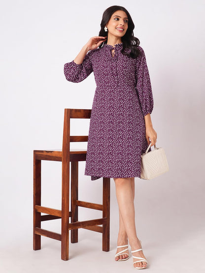 Selvia Western Dress For Women|Crepe Dress For Women|A-Line Dress|Floral Printed Dress For Women|One Piece Dress For Women (680D