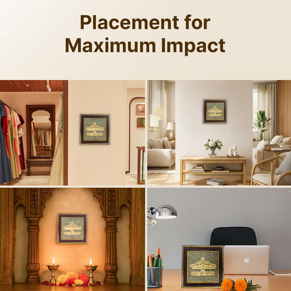 Astrotalk Haare ka Sahara on Raw Pyrite Frame | Vastu Item for Wealth & Protection | Wall Decor Items Living Room | Raw Pyrite Frame for Wall | Gift for Man & Woman | 19x19x1 cm | 1 Piece