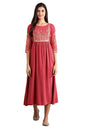 Aurelia WomenS Rayon Pink Round Neck Printed Liva Dress Ankle Length (21Fea11371-501698 L)