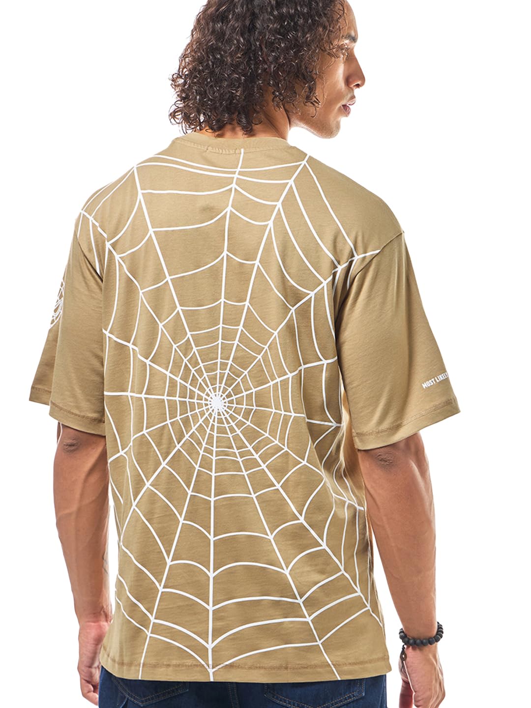 Bewakoof Official Marvel Merchandise Spider-Man Mens Graphic Print Oversized Fit Half Sleeve Round Neck Cotton T-Shirt_627964_B