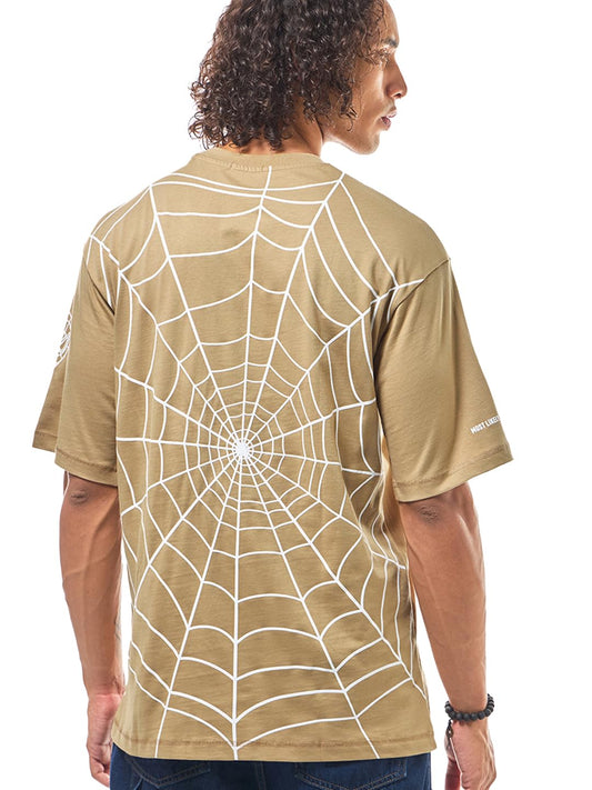 Bewakoof Official Marvel Merchandise Spider-Man Mens Graphic Print Oversized Fit Half Sleeve Round Neck Cotton T-Shirt_627964_B