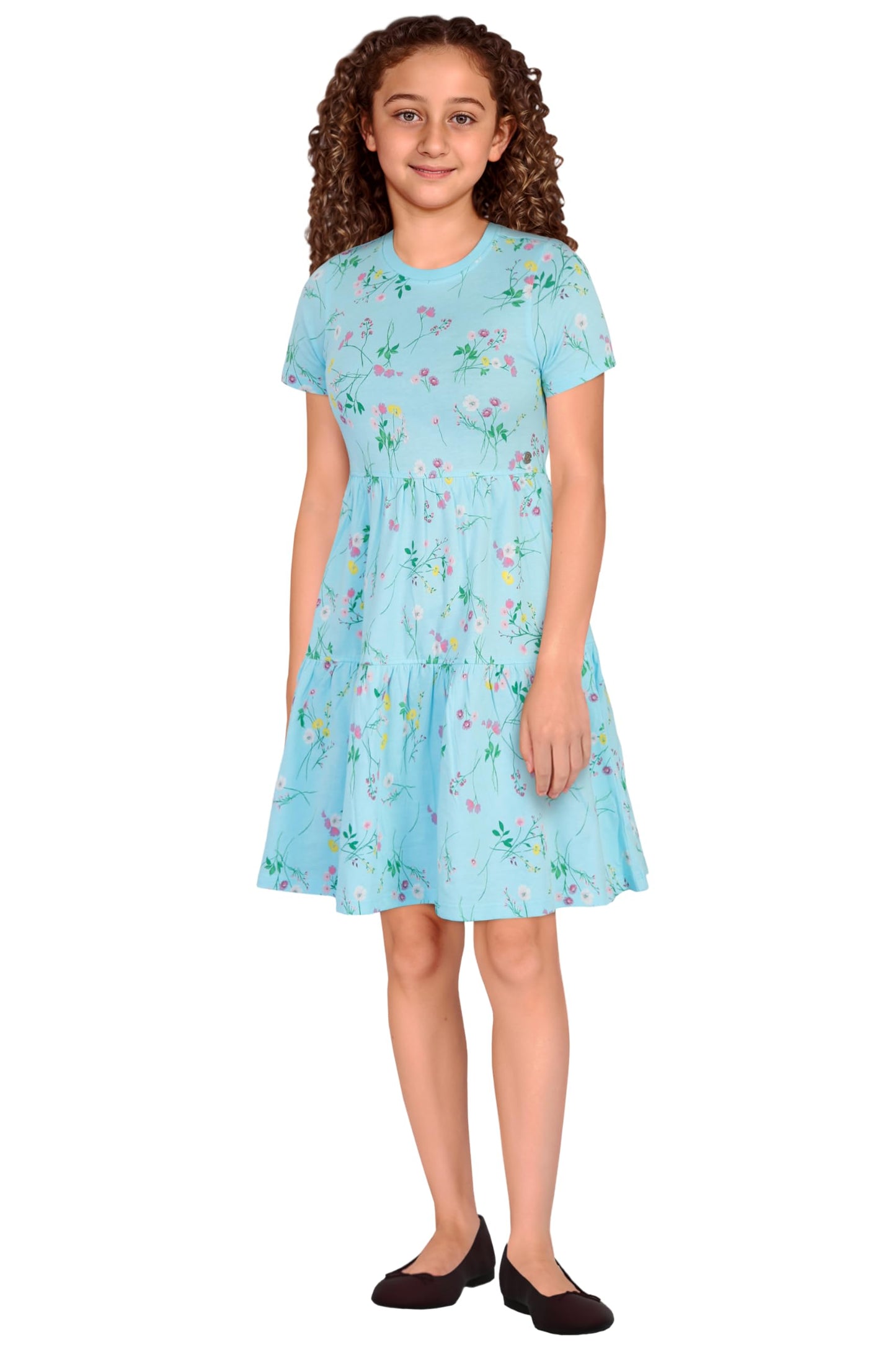 Allen Solly Women Regular Fit Printed Casual Cotton Short Sleeve Dress