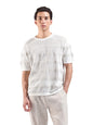The Indian Garage Co Mens Oversized Striped Flatknit Half Sleeves Crew Neck Sweater
