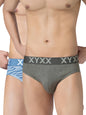 XYXX Mens Blend Geometric (Pack of 2) Cotton Modal Matrix Brief_2_Linear Grey+Cascade Blue