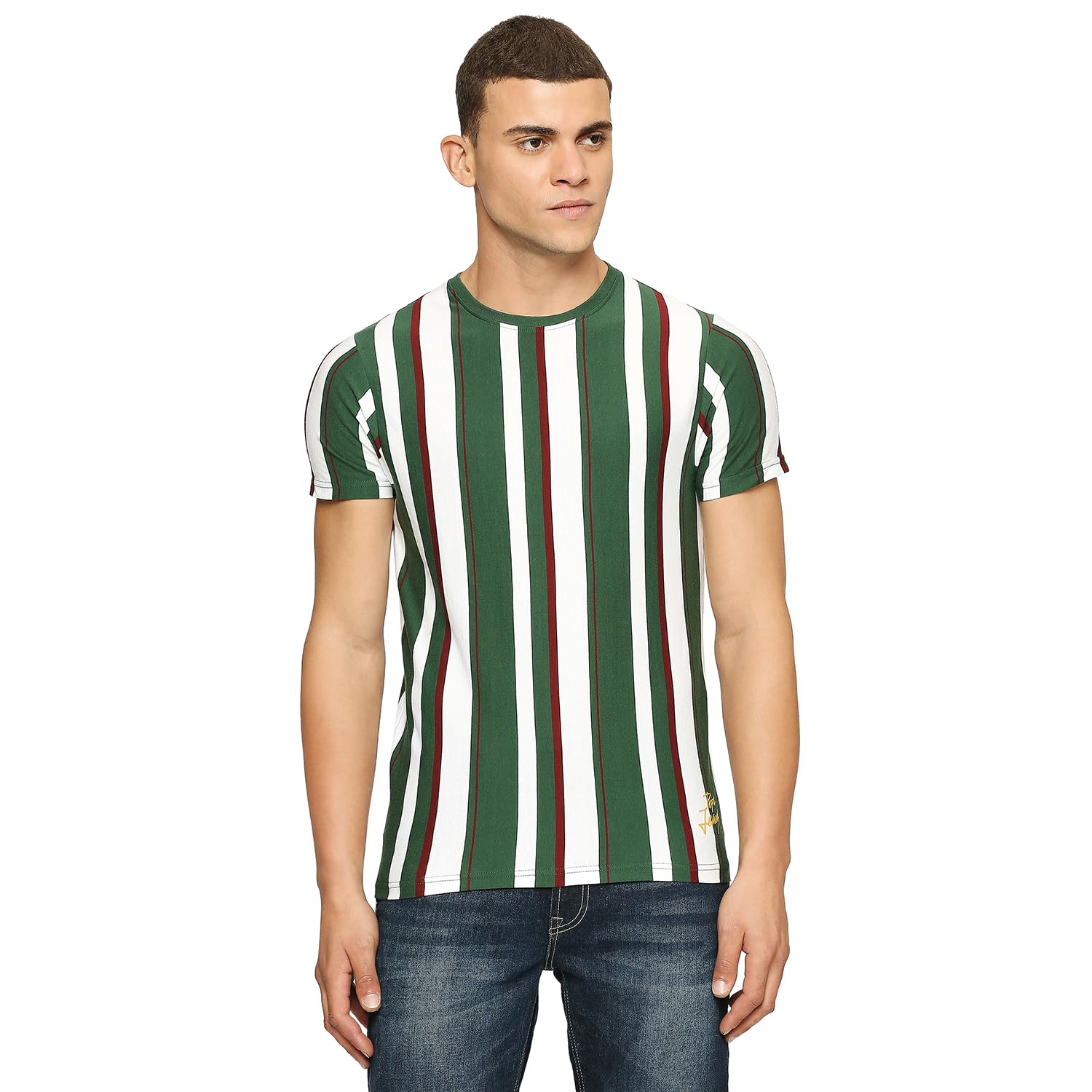 Green Striped Short Sleeved T-Shirt