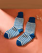 Fabindia Blue-White Acrylic Striped Women Socks (2120076BLUE-WHITE)