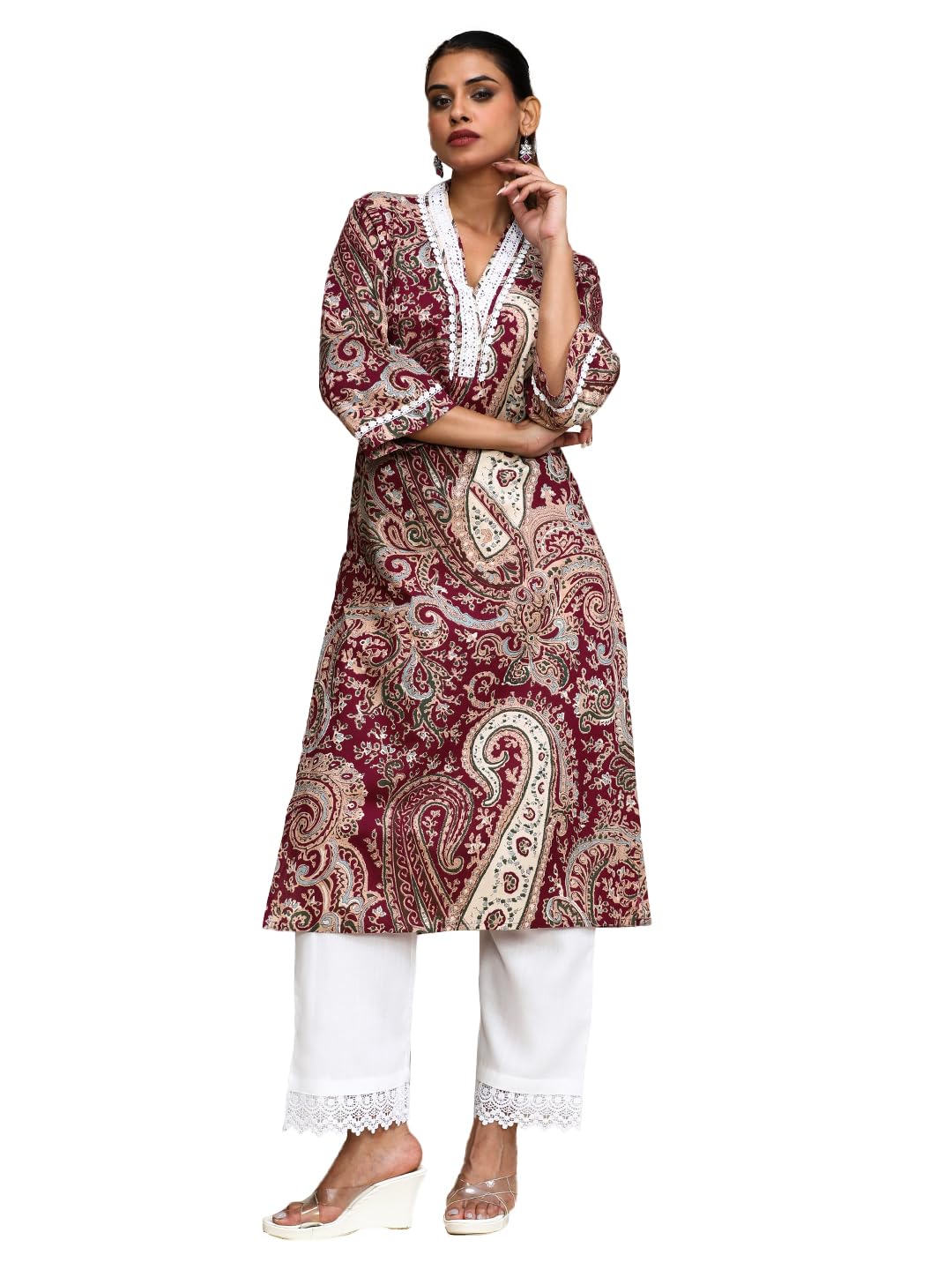 Varanga Women Paisley Printed Three Quarter Sleeve Kurta