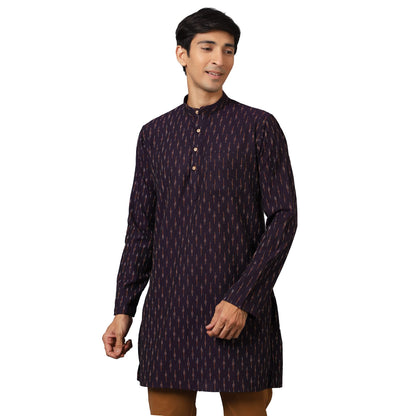 Wintage Men'S: Ikat Cotton Violet Long Kurta : 40/M