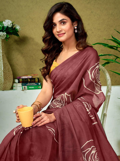 Satrani WomenS Chanderi Cotton Printed Ready To Wear One Minute Pre Pleated Readymade Saree With Unstitched Blouse Piece (32Rs3