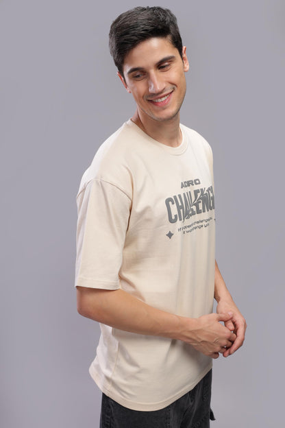 ADRO Mens Abstact Design Back Printed Oversized T-Shirt_OVR24-CHL-BEG