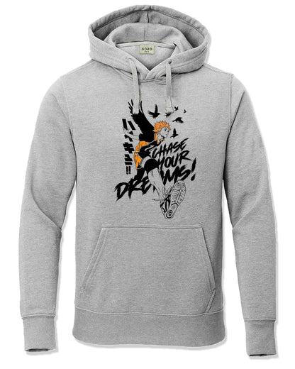 ADRO Men's Cotton Neck Hooded Sweatshirt (H24-M-DREAM-GR_Grey
