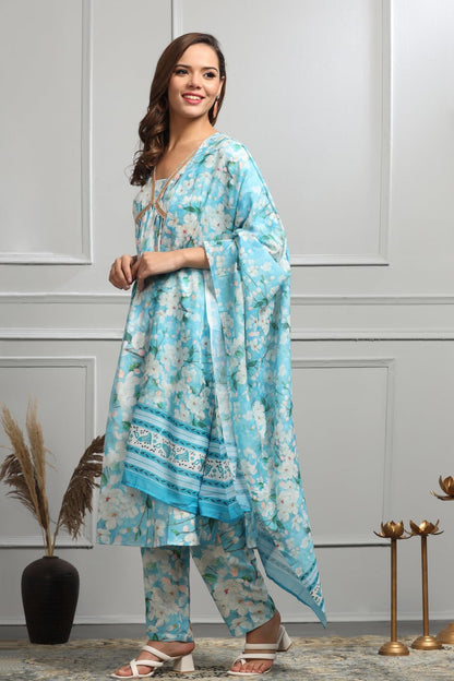 Leriya Fashion Cotton Alia Cut Kurta Set For Women| Alia Cut Anarkali Set For Women | Embroidery Kurta Set For Women| Kurta & Pa
