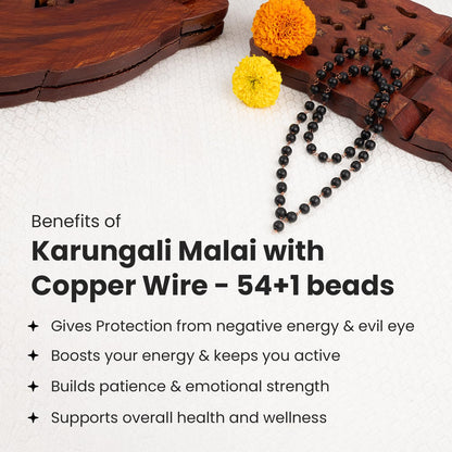 Astrotalk Karungali Malai 54+1 Beads with Copper Wire(8mm) | Karungali Mala Original for Protection & Mars Balance | Ideal Jap Mala for Meditation | Gift for Man & Woman | Premium Gift Box