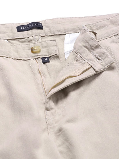 Dennis Lingo Slim Fit Solid Beige Cargo for Men