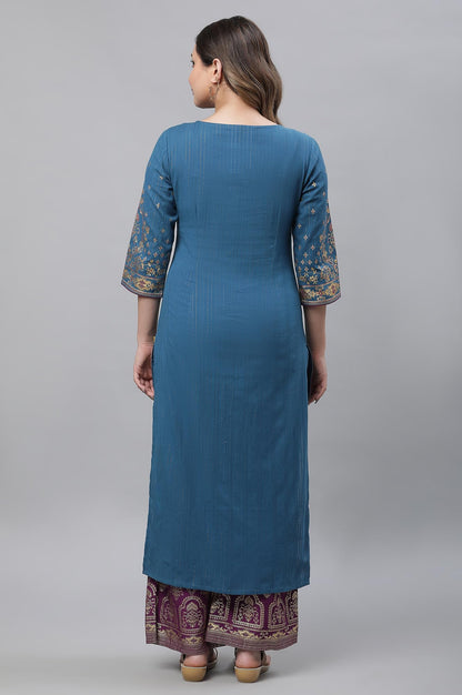 Aurelia Womens Cotton Regular Kurta (24FEA14536-606020_Ink Blue