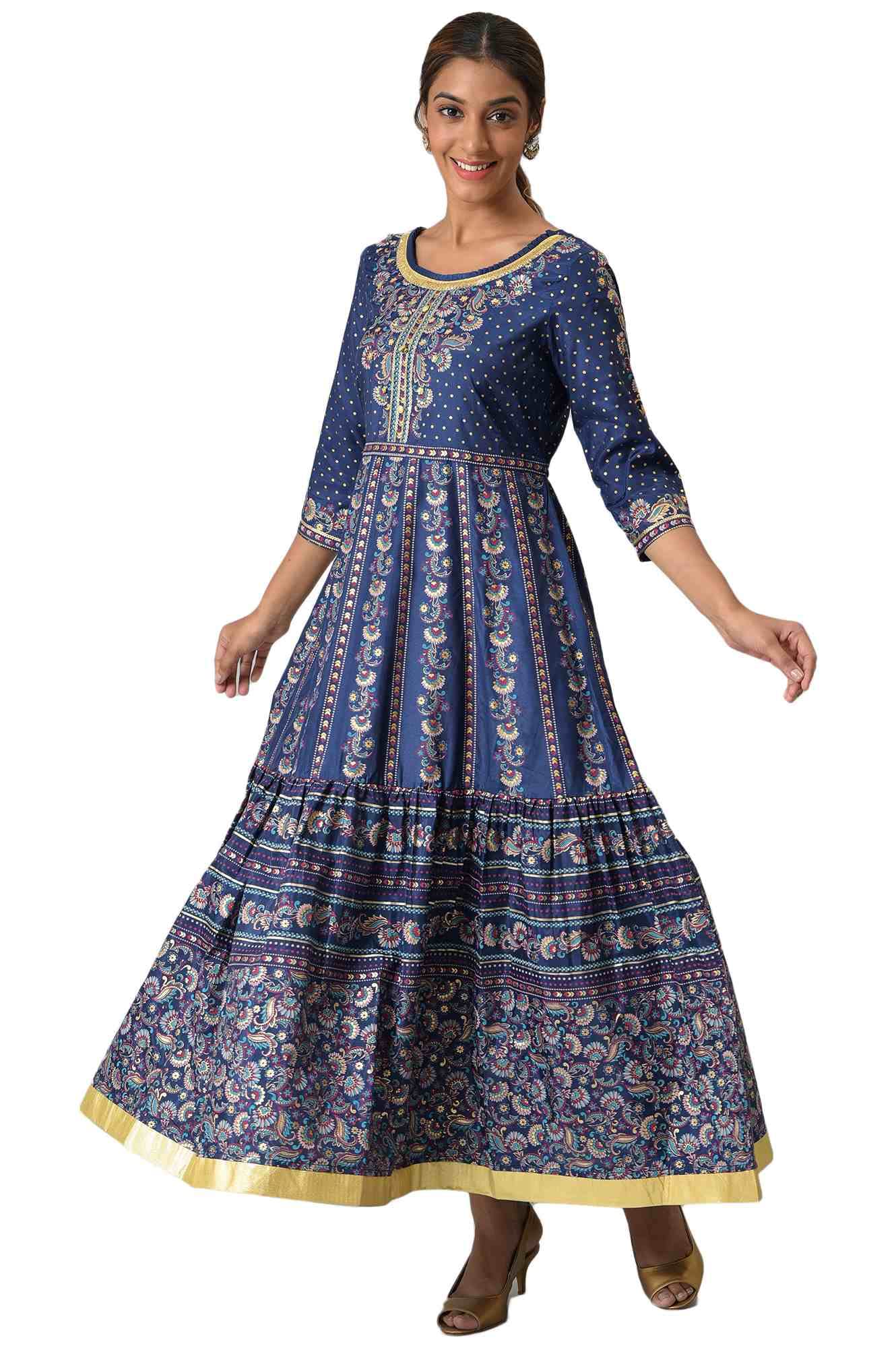 Aurelia Women's Polyester Fit and Flare Knee-Length Casual Dress (22AUA13489-506034_Navy