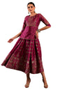 W For Woman Purple Floral Printed Synthetic Layered Dress With Foil Sequins