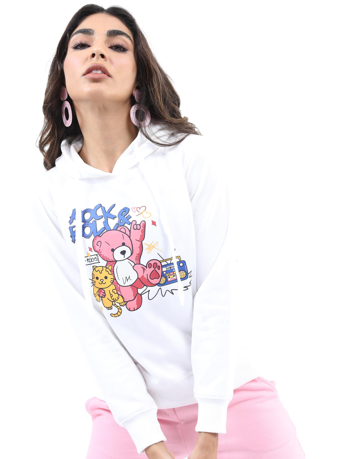 Ketch Women Full Sleeve Hooded Khss000164 White M