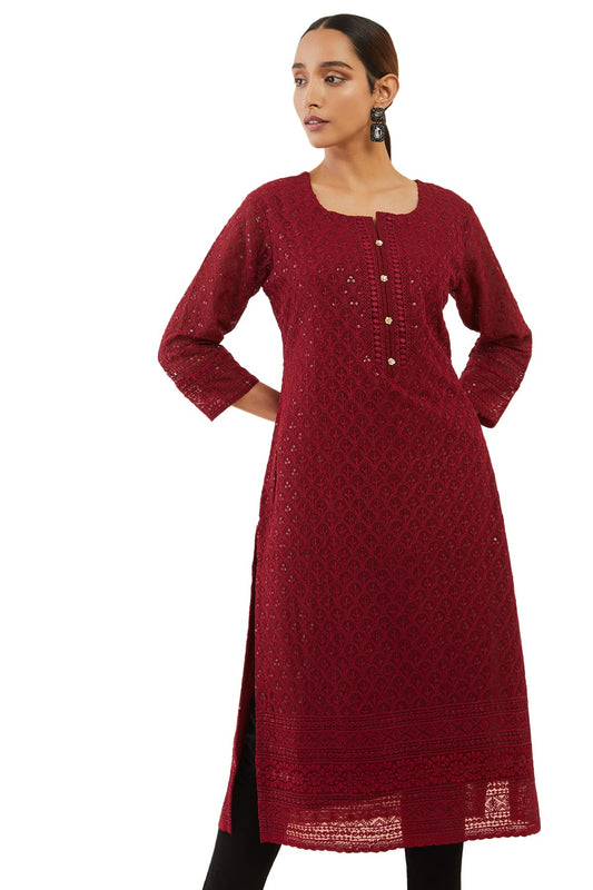 Soch Women's Georgette Embroidered Regular Dress Shirt