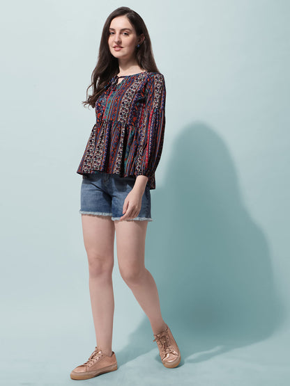 OOMPH! Peplum Tops for Women, Multicolor - mt405