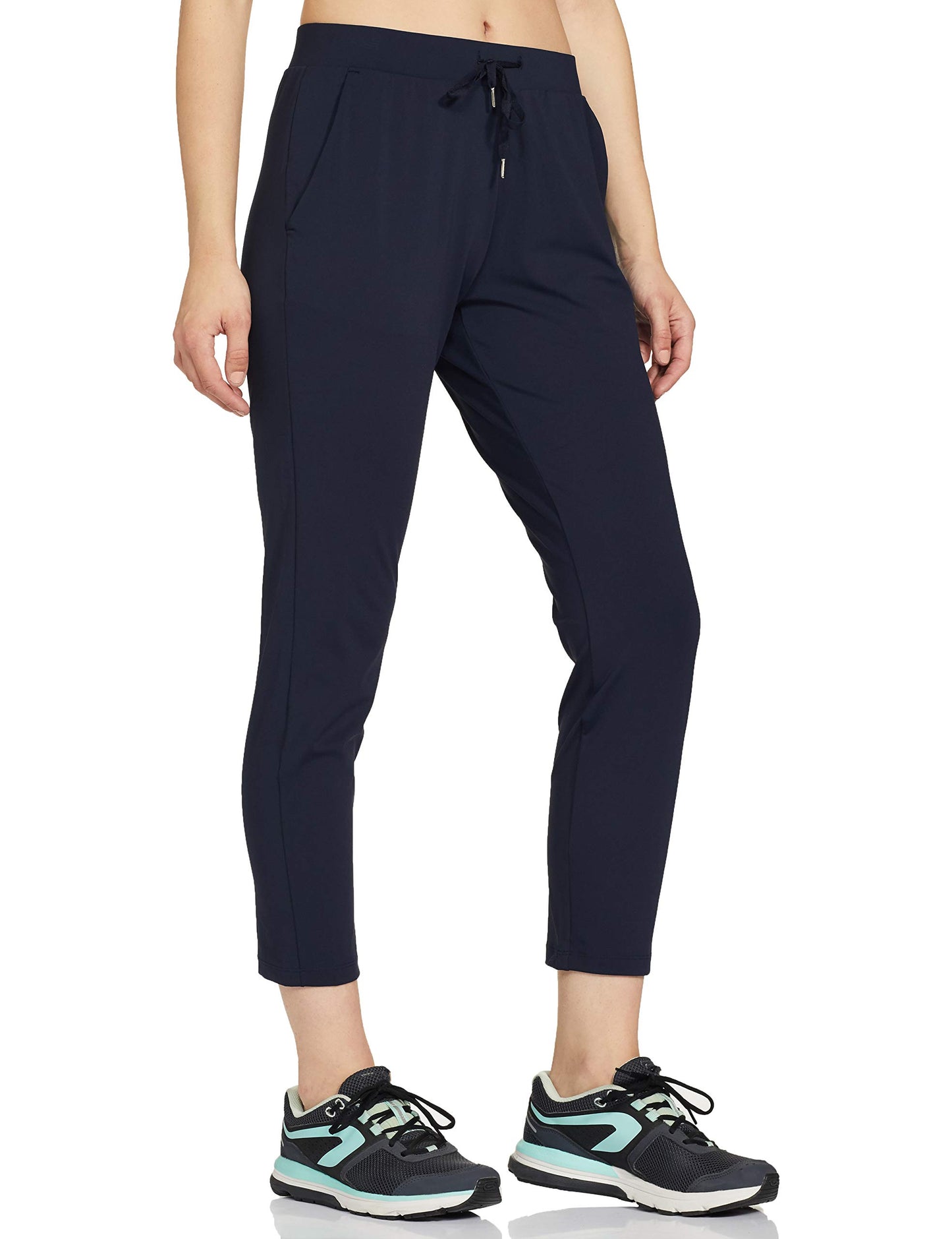 Enamor Athleisure Womens Mid Rise Relaxed Fit 7/8 Length Quick Dry 4 Way Stretch Antimicrobial Smart Active Travel Pants - E068-