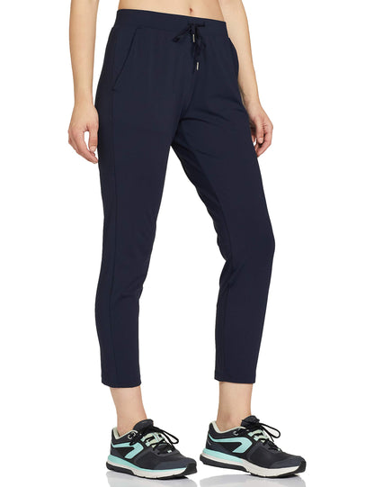 Enamor Athleisure Womens Mid Rise Relaxed Fit 7/8 Length Quick Dry 4 Way Stretch Antimicrobial Smart Active Travel Pants - E068-