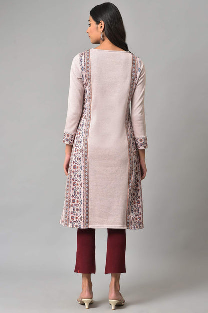 W for Woman Pink Panelled A-line Winter Kurta