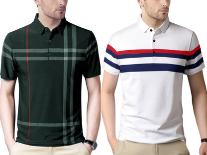 Noble Monk MenS (Combo Pack Of 2) -Regular Fit Polo T Shirt |Half Sleeves |Collar Tshirts |Casual Tshirt