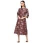 Fabindia Cotton Silk Printed Slim Fit Long Kurta (Maroon-S-10705430)