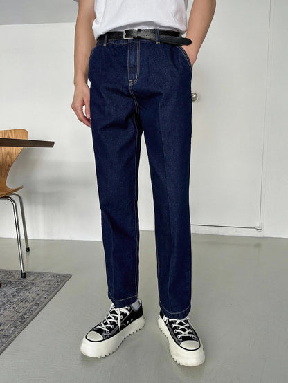 Kotty MenS Regular Solid Mid Rise Dark Blue Jeans