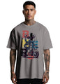 Peppyzone Mens Oversized Fit T-Shirt (OST-Biker 1-5_Grey