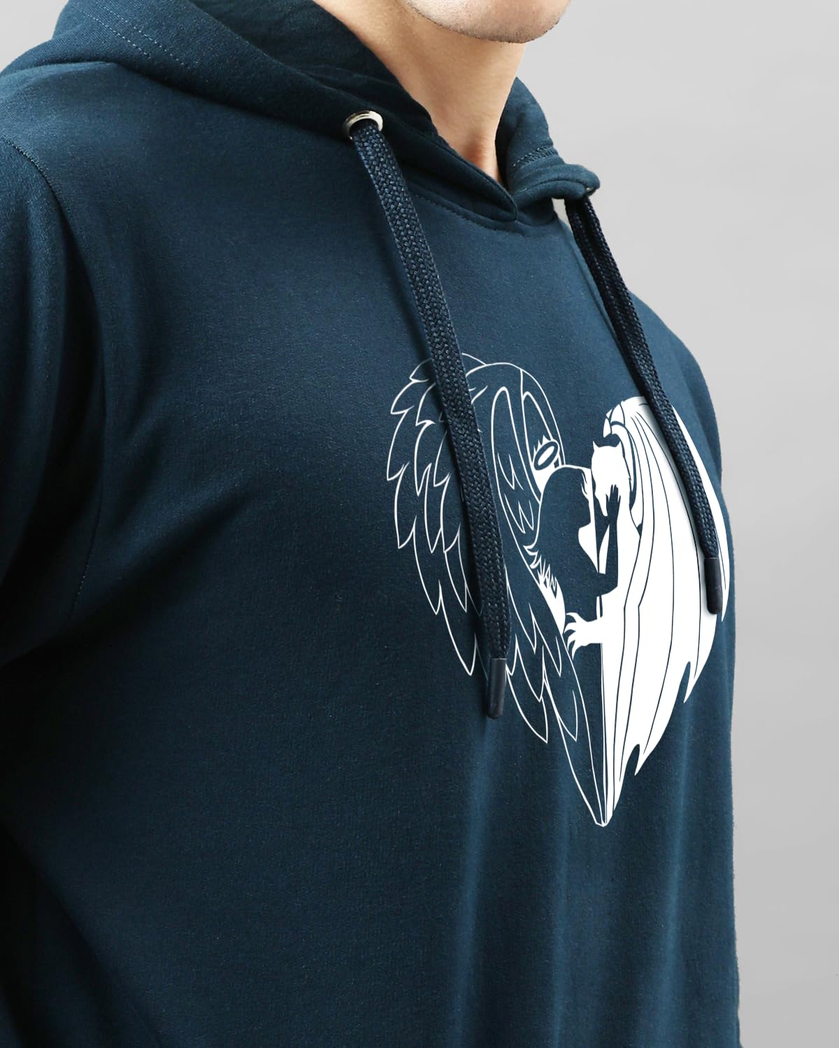 ADRO Men's Cotton Neck Hooded Sweatshirt (H24-DEVI-SB_Teal