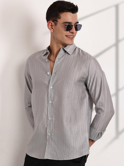 Thomas Scott Slim Fit | Long Sleeve | French Placket | 100% Cotton | Solid Colors | Shirts for Mens Grey