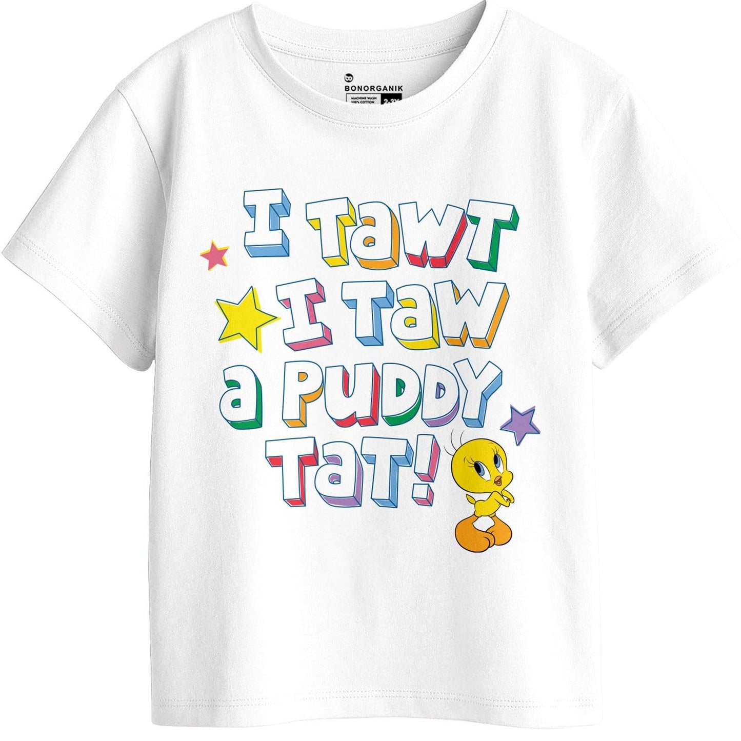 Bon Organik Girls Regular Fit T-Shirt (BON11401_White
