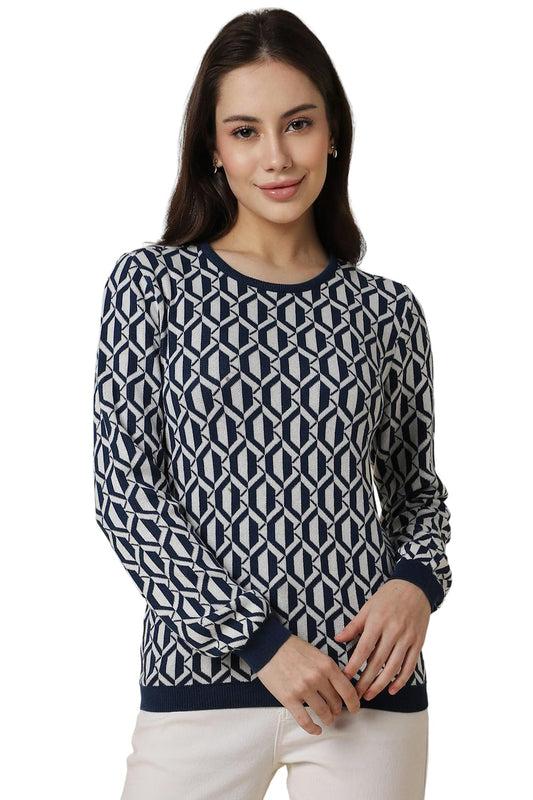 Allen Solly Women Printed Casual Round Neck Top