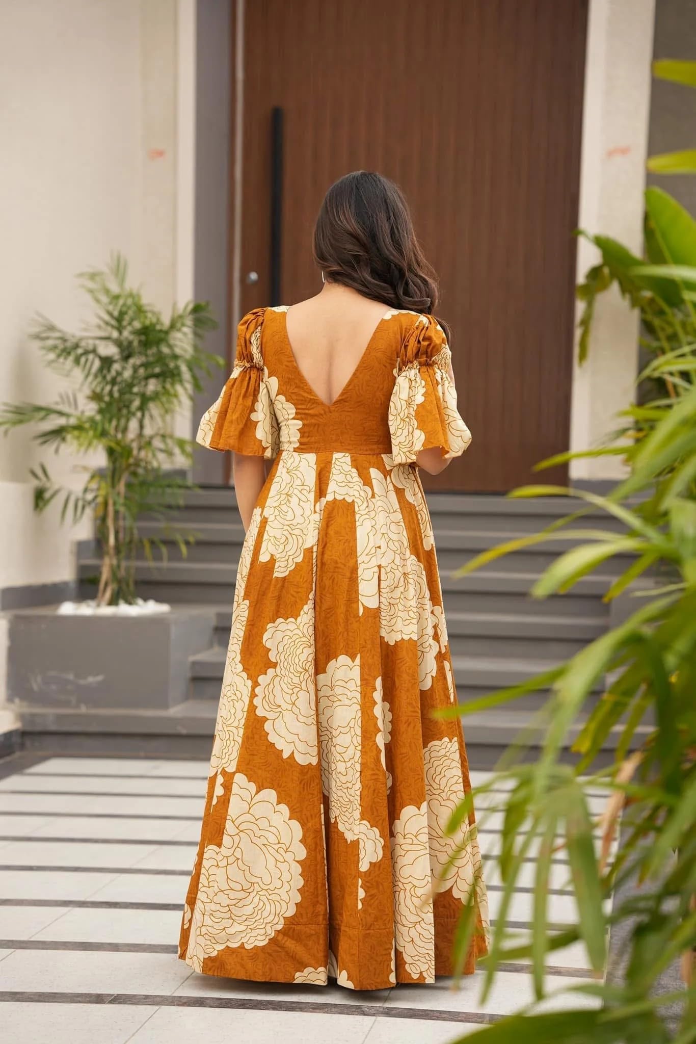 Wedani Rayon Dress for Women Mustard