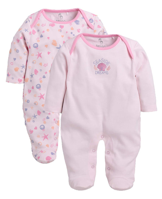 BabyGo Baby Romper 100% Cotton Rompers for New Born Baby|Sleepsuits for Baby Boys & Girls|Onesies|Infant Clothes|PINK| 0-3M| 