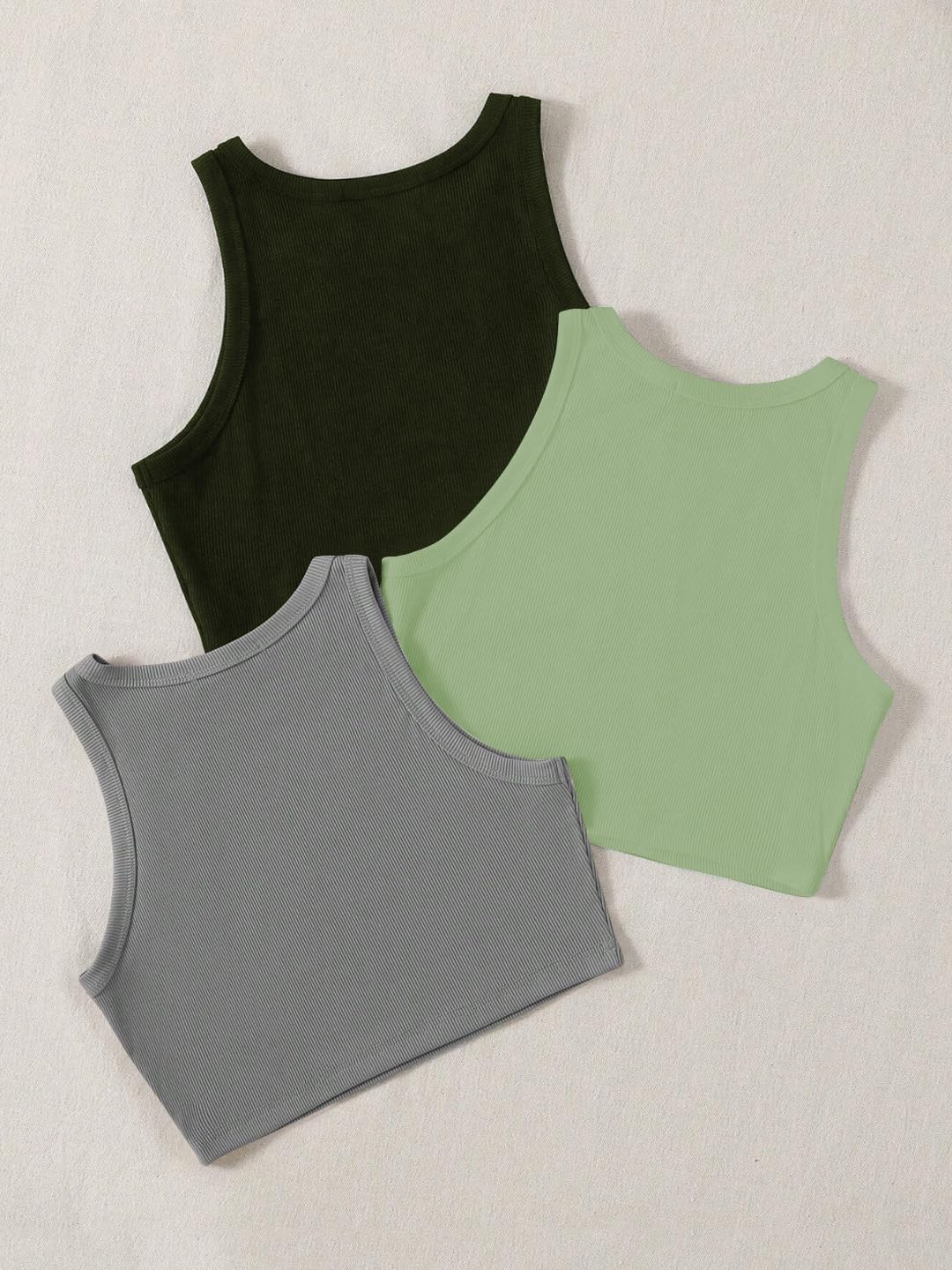 Toochki Tops for Woman | Spandex Top | Crop | Short | Western | for Jeans | Sleeveless | Stretchable | Pack of Three | Grey-Pist