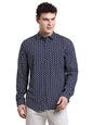Turtle Men Slim Fit Printed Pure Viscose Blue Casual Shirt