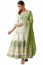 Aurelia Women Liva White Floral Printed Flared Kurta With Green Tights And Dupatta_22AUD10452-504449_XL