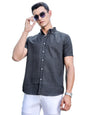 Thomas Scott Mens | Self Designed | Short Sleeves | Solid | Button Down Collar | Slim Fit | Polyster Blend | Shirt | (TS1717_Dk