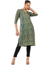 Soch Women Olive Cotton Blend Floral Kurta