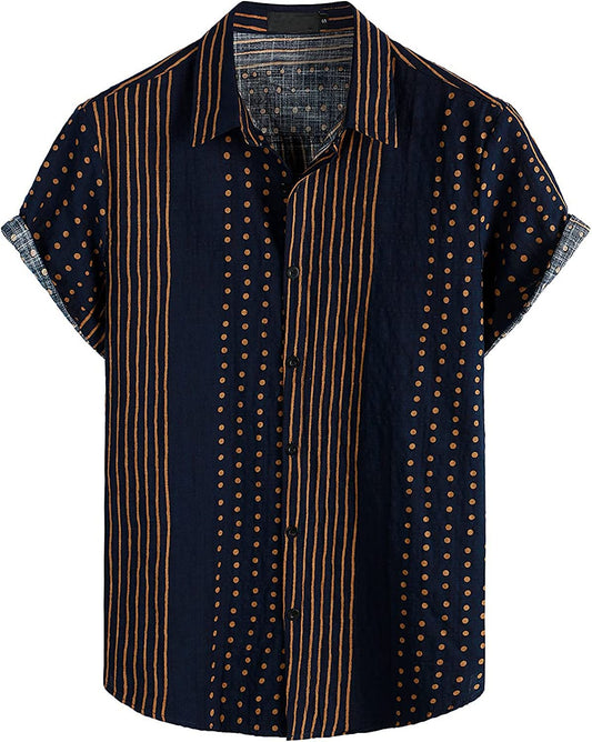 ANNI DESIGNER Mens Cotton Blend Digital Printed Stitched Half Sleeve Shirt (Unis Blue-Nw_M_Blue_Medium)